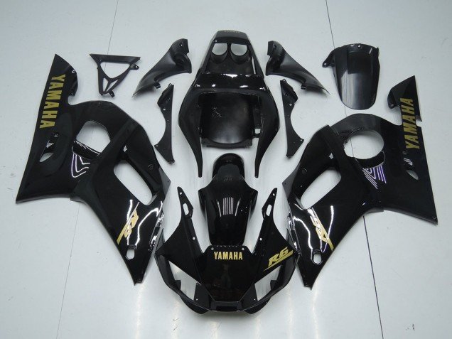 1998-2002 Glossy Black Gold Sticker Yamaha YZF R6 Bike Fairings