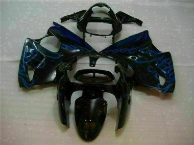 2000-2002 Black with Blue Flame Kawasaki ZX6R Motorbike Fairings