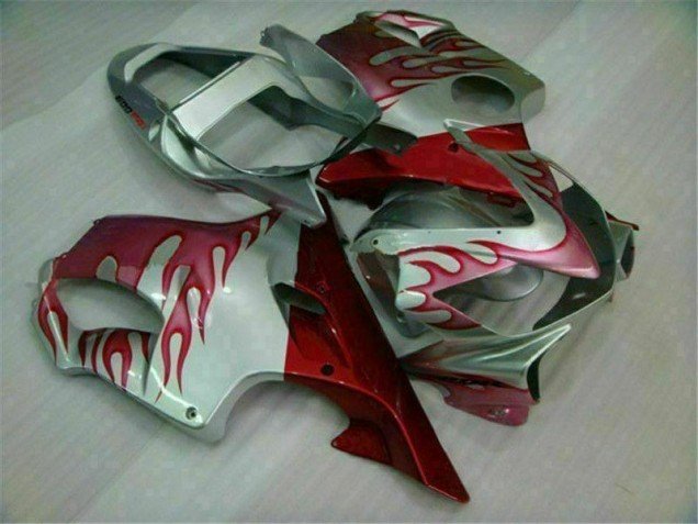 2001-2003 Red Flame Silver Honda CBR600 F4i Motorbike Fairings