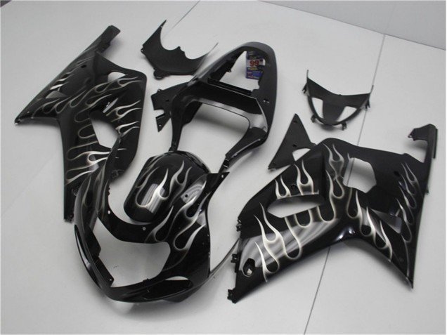 2001-2003 Black White Flame Suzuki GSXR 600/750 Motorcycle Fairing Kits