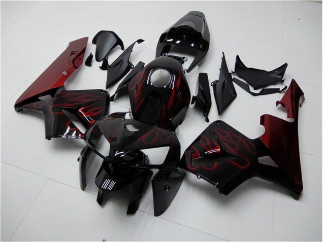 2005-2006 Red Flame Black Honda CBR600RR Bike Fairings