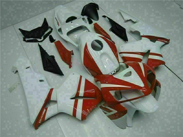 2005-2006 White Red Honda CBR600RR Motorcycle Fairings