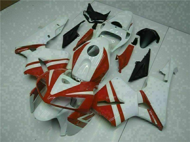 2005-2006 White Red Honda CBR600RR Motorcycle Fairings