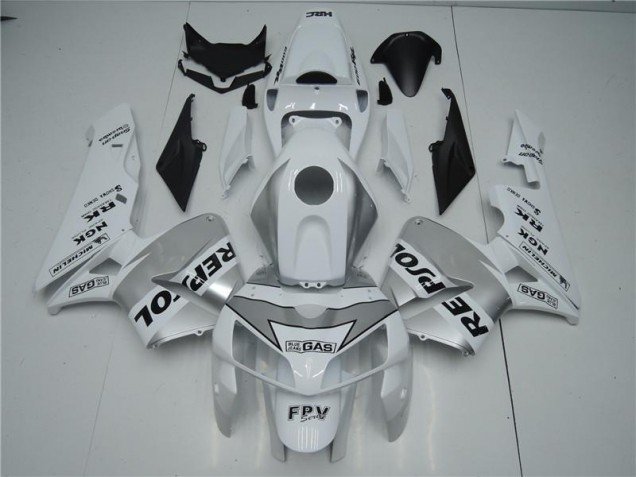 2005-2006 White Silver Black Repsol Honda CBR600RR Motorbike Fairing