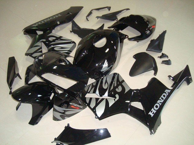 2005-2006 Black White Flame Honda CBR600RR Bike Fairing