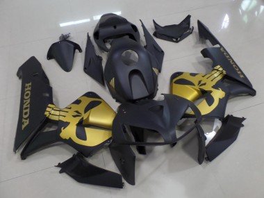 2005-2006 Matte Black with Gold Skull Honda CBR600RR Moto Fairings