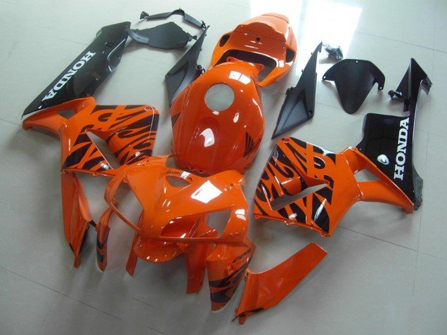 2005-2006 Orange Black Flame Honda CBR600RR Replacement Motorcycle Fairings