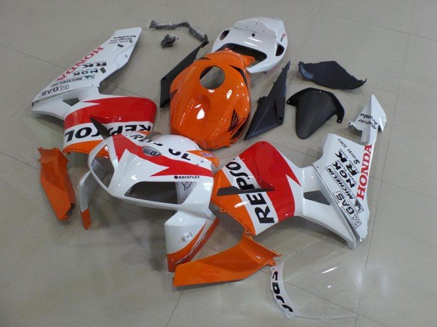 2005-2006 Orange White Repsol Honda CBR600RR Motorbike Fairings