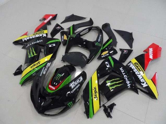 2006-2007 Black Yellow Monster Kawasaki ZX10R Motorcycle Replacement Fairings