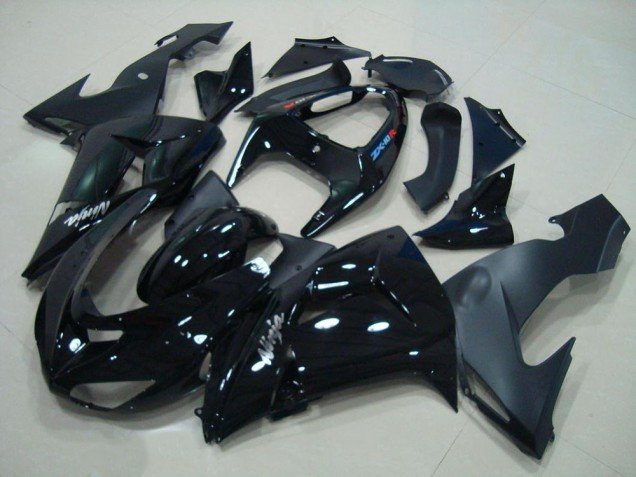 2006-2007 Glossy Black Matte Black Kawasaki ZX10R Motorcyle Fairings