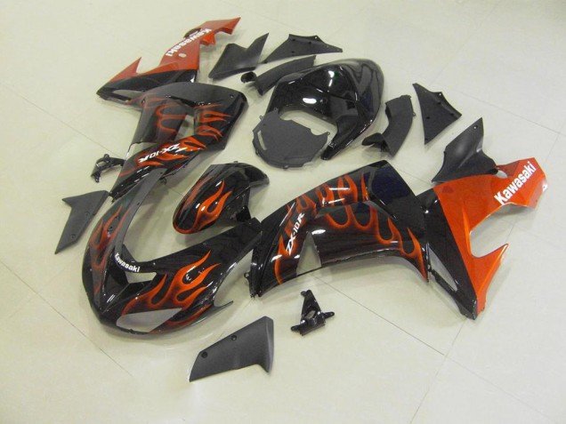 2006-2007 Orange Flame Kawasaki ZX10R Motorcyle Fairings