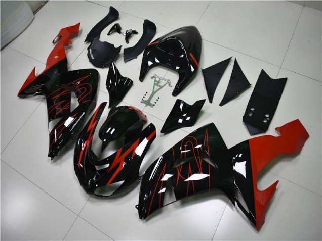 2006-2007 Black Red Kawasaki ZX10R Motorcycle Fairings