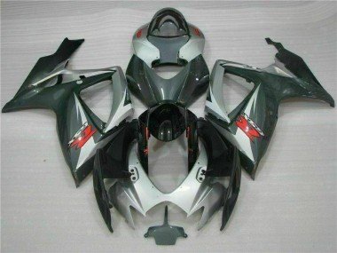 2006-2007 Silver Black Suzuki GSXR 600/750 Motorcycle Fairings Kits