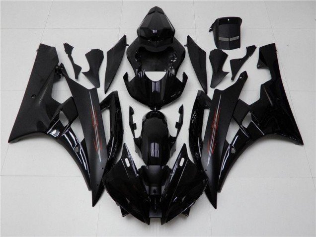 2006-2007 Glossy Matte Black Yamaha YZF R6 Motor Bike Fairings