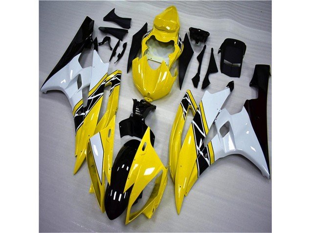 2006-2007 Yellow White Black Yamaha YZF R6 Motorbike Fairing Kits