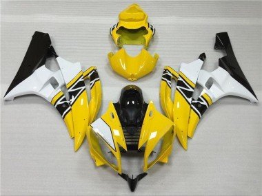 2006-2007 Yellow White Black Yamaha YZF R6 Motorbike Fairing Kits