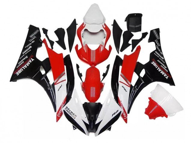 2006-2007 White Red Black Yamaha YZF R6 Replacement Fairings