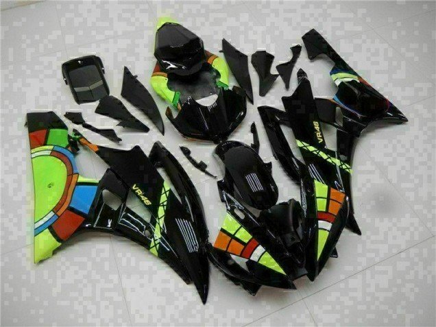 2006-2007 Black Yamaha YZF R6 Motorcycle Replacement Fairings