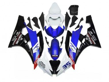 2006-2007 Blue White Yamaha YZF R6 Motorcycle Fairings Kit