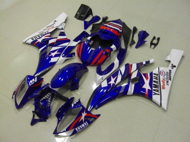 2006-2007 Red Blue Star Yamaha YZF R6 Bike Fairings