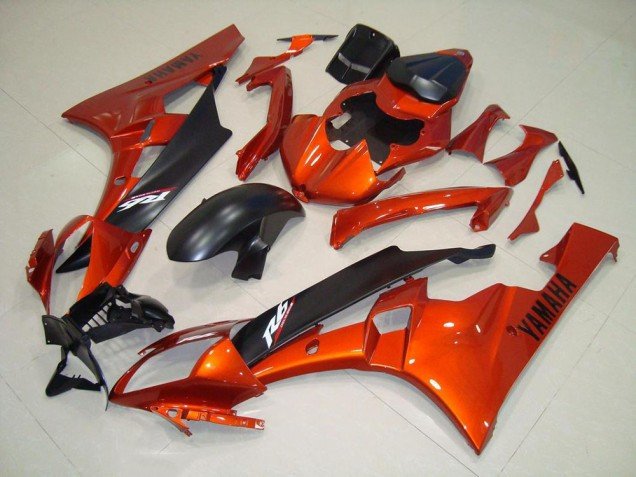 2006-2007 Orange Matte Black Yamaha YZF R6 Motorcycle Replacement Fairings