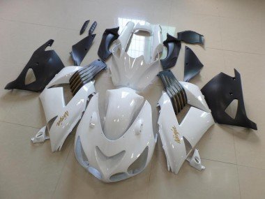 2006-2011 White and Matte Black Kawasaki ZX14R ZZR1400 Bike Fairings