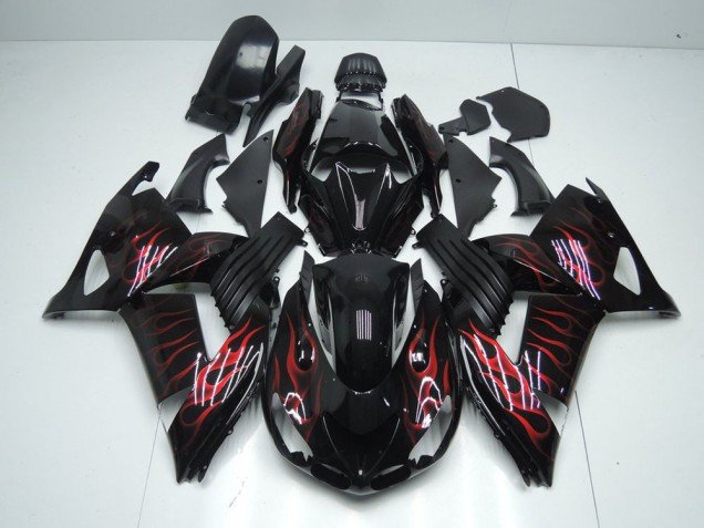 2006-2011 Red Flame Kawasaki ZX14R ZZR1400 Motorcycle Bodywork