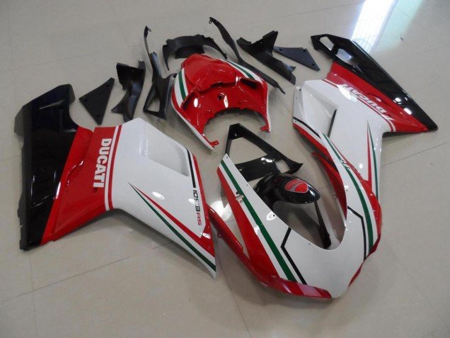 2007-2014 Red White Ducati 848 1098 1198 Motorcycle Fairings Kit