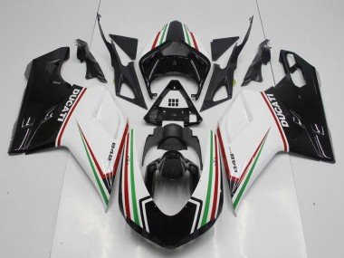 2007-2014 Black Green and White Ducati 848 1098 1198 Motorcycle Fairing Kit