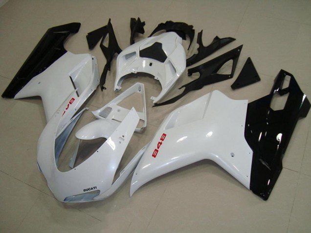 2007-2014 Pearl White Black Ducati 848 1098 1198 Motorcycle Fairing Kits