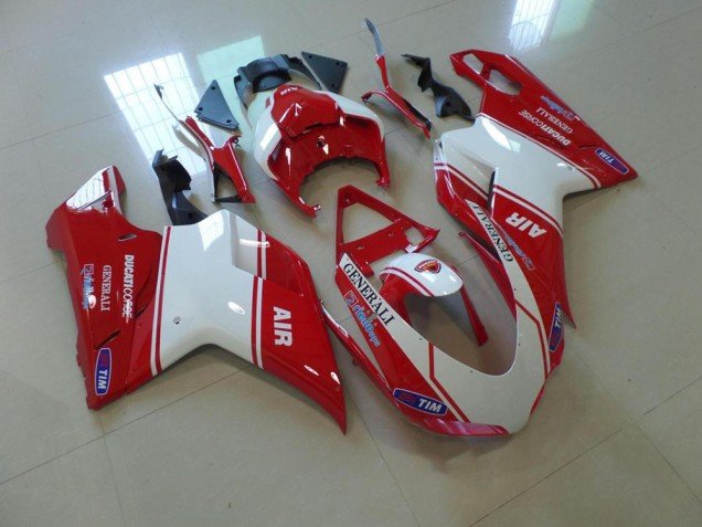 2007-2014 Red and White Air Ducati 848 1098 1198 Motorbike Fairing