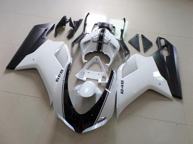 2007-2014 White and Black Stripe Ducati 848 1098 1198 Replacement Fairings