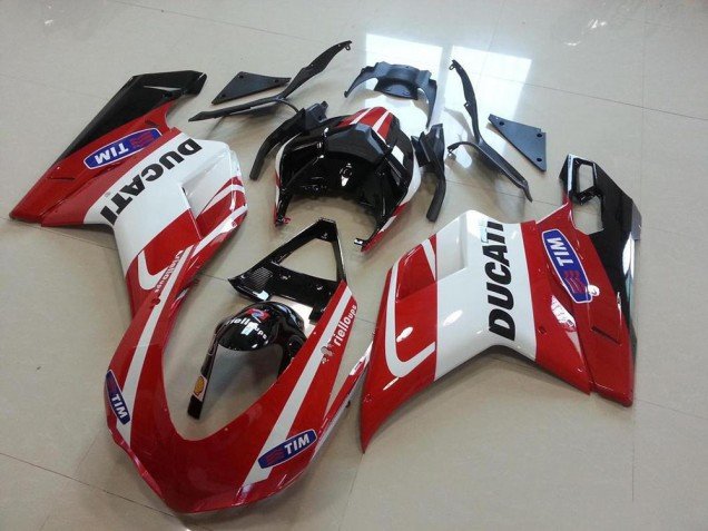 2007-2014 Red White Ducati 848 1098 1198 Motorcycle Fairing Kit