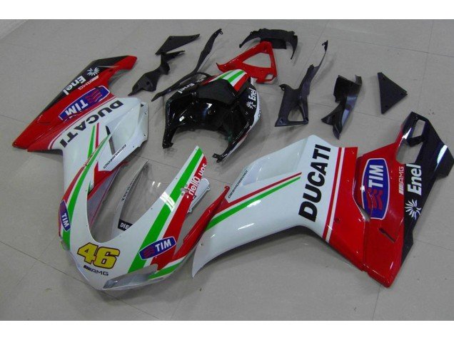 2007-2014 Red White Yellow 46 Ducati 848 1098 1198 Bike Fairings