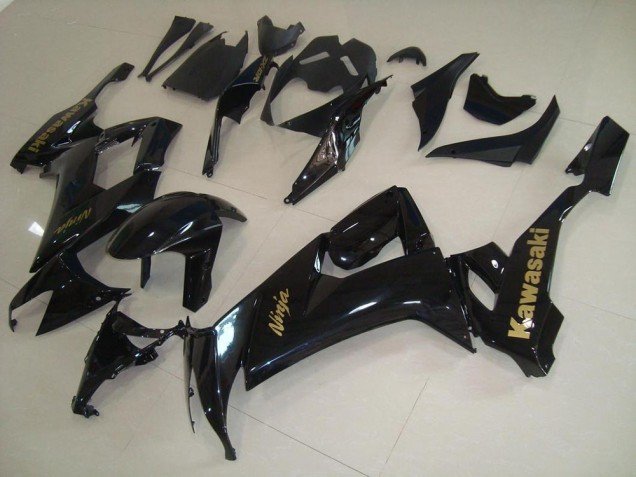 2008-2010 Glossy Black with Gold Sticker Kawasaki ZX10R Motorcycle Fairings