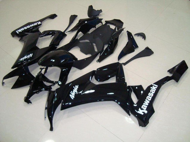 2008-2010 Glossy Black with White Sticker Kawasaki ZX10R Motorcycle Fairing Kit