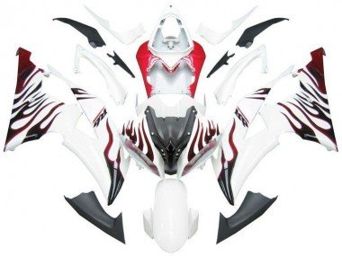 2008-2016 White Red Flame R6 Yamaha YZF R6 Motorbike Fairing