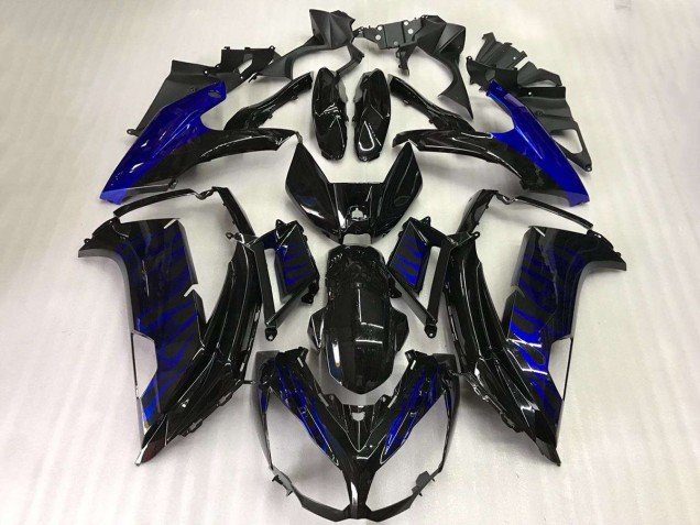 2012-2016 Black Blue Flame Kawasaki EX650 Motor Fairings