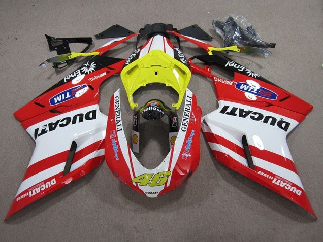 2007-2014 Red White Generali 46 Ducati 1098 848 Motorcycle Fairings