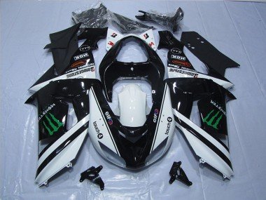 2006-2007 Black White Touch4 Monster Kawasaki ZX10R Motor Fairings