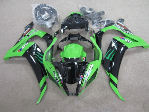 2011-2015 Black Green Touch4 Monster Kawasaki ZX10R Motorbike Fairing Kits