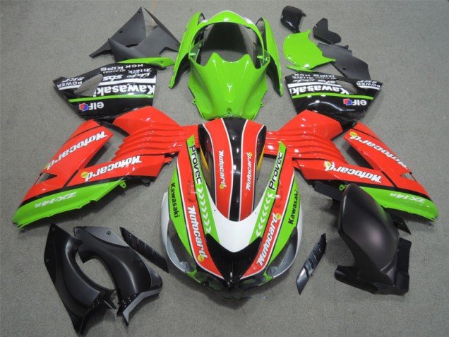 2006-2011 Red Green Motocard Kawasaki ZX14R ZZR1400 Bike Fairing