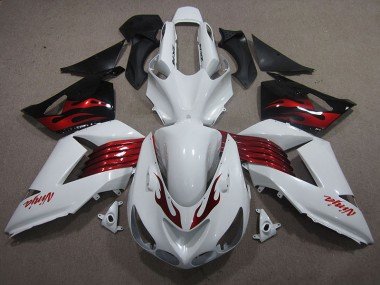 2006-2011 White Red Ninja Kawasaki ZX14R ZZR1400 Motorcycle Fairings Kits