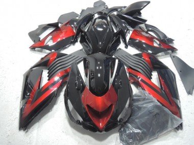 2006-2011 Black Red Kawasaki ZX14R ZZR1400 Motorcycle Fairings Kit