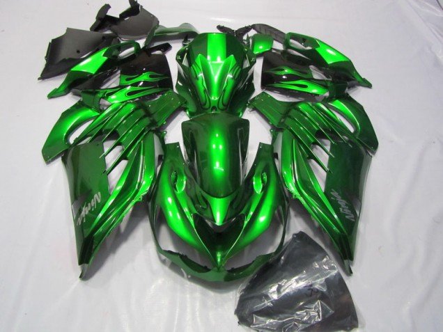 2012-2021 Green White Ninja Decal Kawasaki ZX14R ZZR1400 Bike Fairings