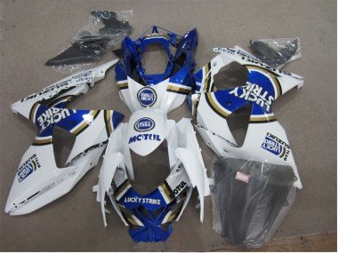 2009-2016 White Lucky Strike Blue Motul Suzuki GSXR1000 Motorcylce Fairings