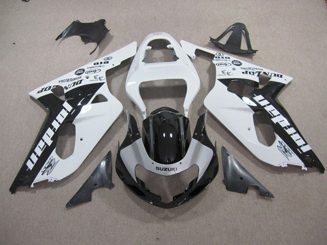 2001-2003 White Black Suzuki GSXR600 Motorbike Fairings