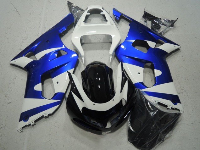 2001-2003 White Blue Suzuki GSXR600 Motorcycle Fairing Kit