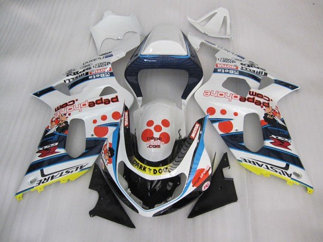 2001-2003 White Blue Dark Dog Suzuki GSXR600 Bike Fairings