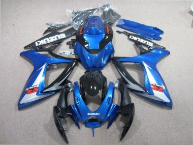 2006-2007 Blue Black White Suzuki GSXR600 Motorcycle Fairing Kits